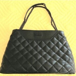 DKNY Quilted Black Leather Tote Bag